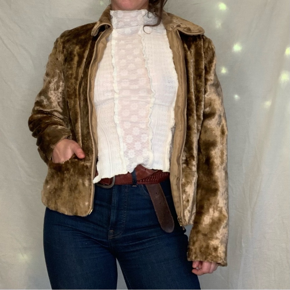 Italian made motivi brand faux fur bomber jacket size small excellent condition
